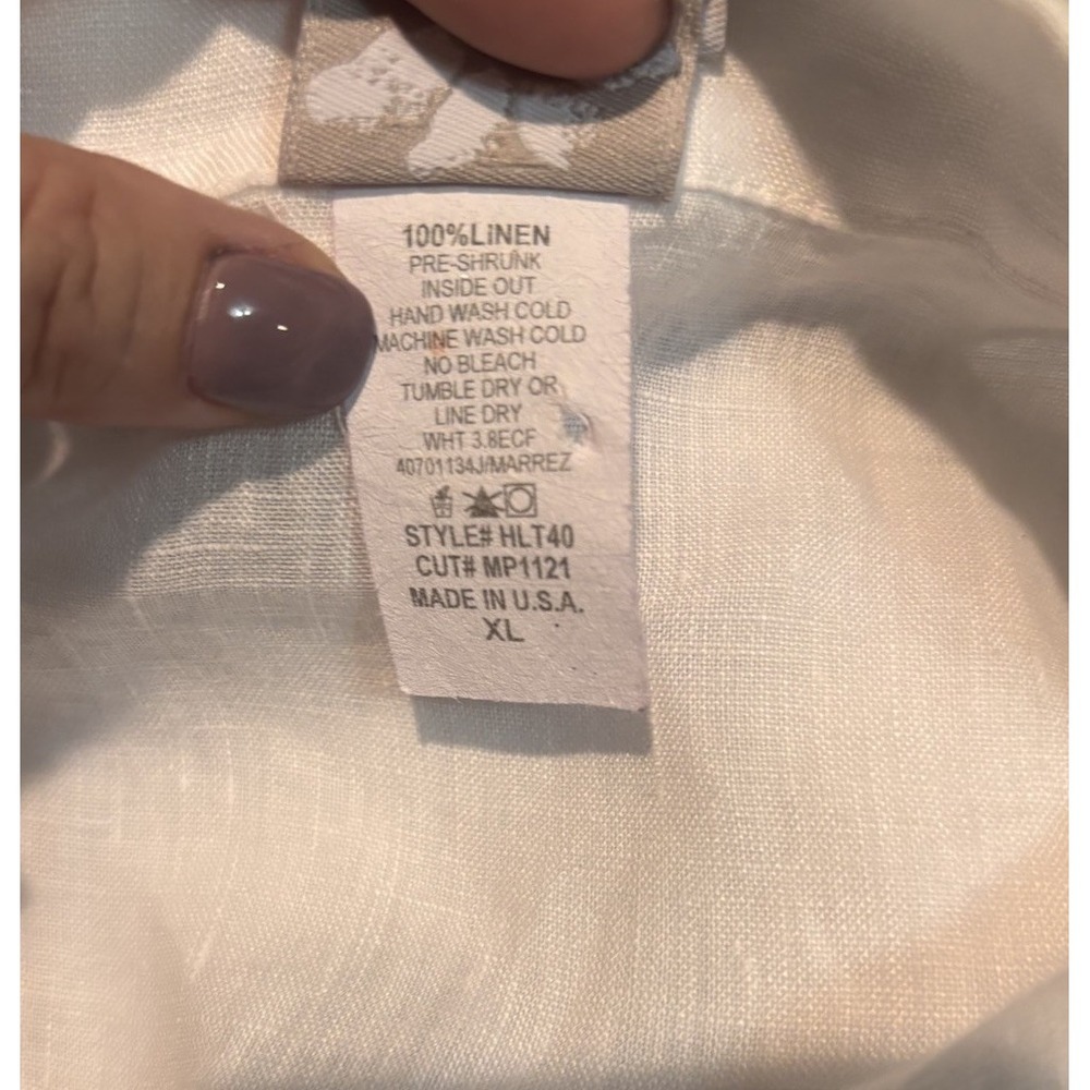 Match Point USA 100% Linen Sleeveless Button Front Tunic Top White Size XL - Picture 4 of 4